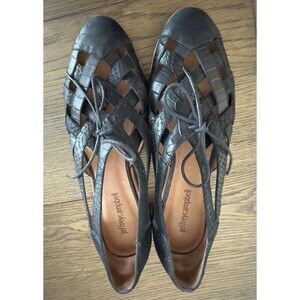 Jeffrey Campbell Women Canela Woven 8.5 Black Snake Leather Strappy